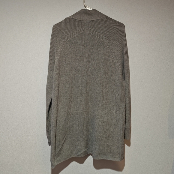 Lululemon Merino Wool Blend Sweater Size 10 Ribbed Long Wrap Heathered Gull Grey - Picture 4 of 9